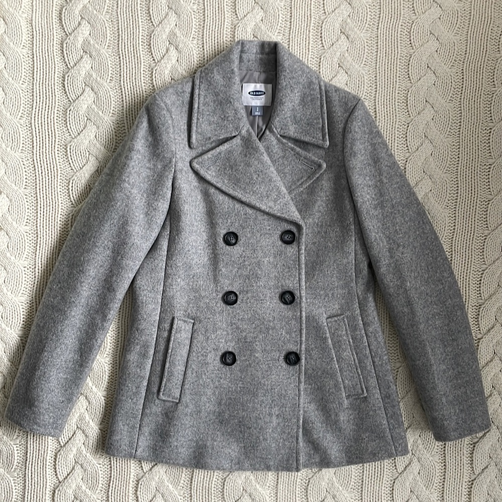 Old Navy Grey Felt Pea Coat